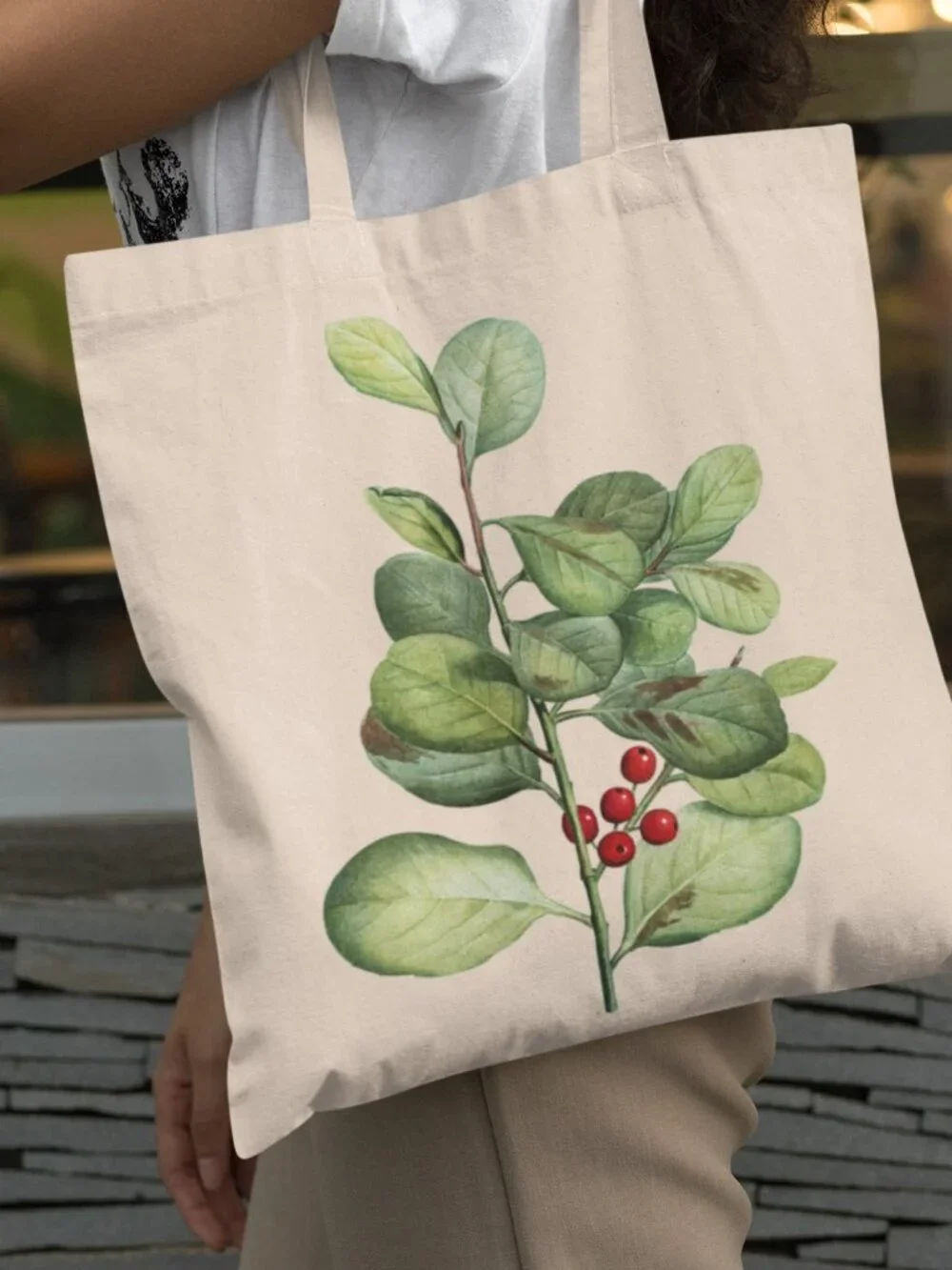 Houx De Madère Vintage Botanical Print Graphic Canvas Tote Bag